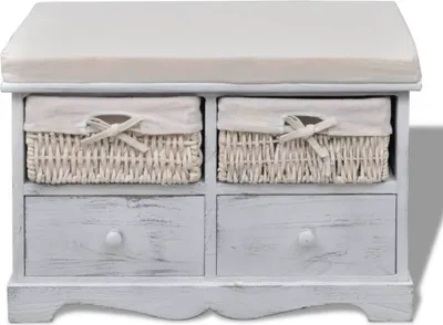 Produktbild von vidaXL Sitzbank mit Stauraum Weiß 62×33×42 cm Paulownia Holz