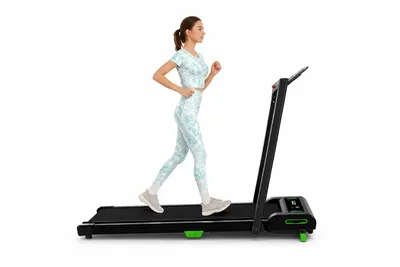 Produktbild von AKLUER 2-in-1 Klappbares Laufband mit LED-Display, Elektrisches Walking Pad für Zuhause, 1–12 km/h, Platzsparend, Schwarz
