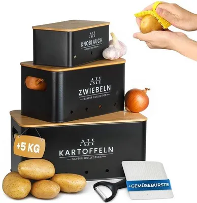 Image de Coffret pour pommes de terre avec brosse et éplucheur, lot de 5, pour les légumes