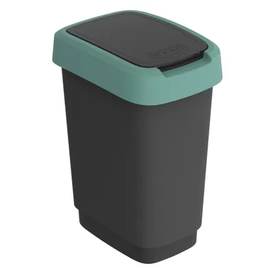 Produktbild von Rotho Abfalleimer 10 L Twist - Swingeimer 24,8 x 18,1 x 33,0 cm - Mülleimer Kunststoff - Müllbehälter - Abfallsammler Schwing- oder Klapp-Funktion