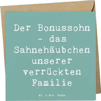 Produktbild von Mr. & Mrs. Panda Grußkarte Spruch Der Bonussohn - Meeresbrise - Geschenk, Stiefsohn, Familienleben, doppelkarte, Familienbindung, Klappkarte, Patchworkfamilie, Jubiläen