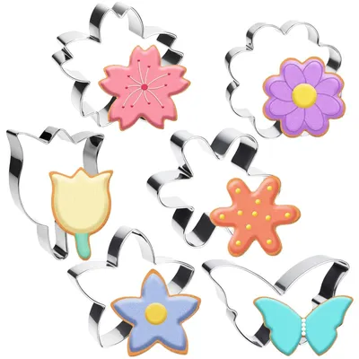 Produktbild von Ausstechformen in Blumenform, 6-teiliges Set mit Ausstechformen in Blumenform, Ausstechformen in Schmetterlingsform, Ausstechformen in Blumenform, Ausstechformen mit Frühlingsmotiven für Kekse, Brot, Sandwiches, Obst und Käse