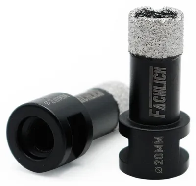 Immagine prodotto di Trapano per piastrelle da 20 mm, attacco M14, 2 punte diamantate per porcellana, Vetroceramica, granito e marmo, adatte per foratura a secco