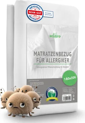 Produktbild von Welldora - Premium Milbenbezug Matratzen 180x200x20 cm - Fachärztlich getesteter Allergiker Matratzenschoner - Anti Milben Bettwanzen Encasing
