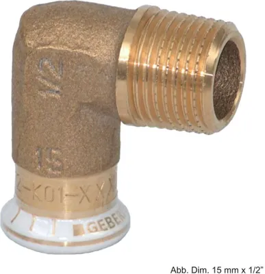Produktbild von Geberit Mapress Rotguss Übergangswinkel 90° AG, 18mm x 1/2"