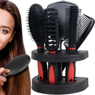 Immagine prodotto di Set di 5 spazzole per capelli: districante professionale, spazzola per capelli, spazzola per lo styling, spazzola per asciugatura senza strappi Red Retoo