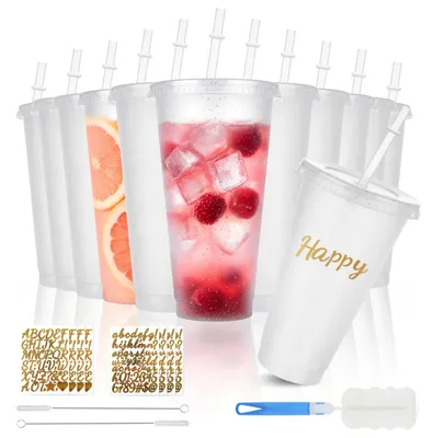 12er-Pack Farbwechselbecher aus Kunststoff, 710 ml, wiederverwendbar