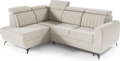 Produktbild von Couch für Wohnzimmer, Samstoff, Ecksofa mit Schlaffunktion und Bettkasten, Schlafsofa, Sofagarnitur, L Sofa Eckcouch L-Form Wohnlandschaft mit Bettfunktion - Ecksofa MOSTA II Beige (Castel 04) - Links