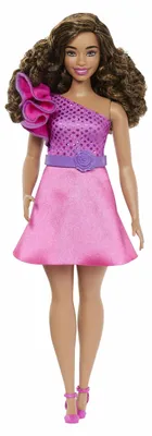 Produktbild von Barbie Fashionistas Puppe mit braunem Haar und glitzerndem Kleid