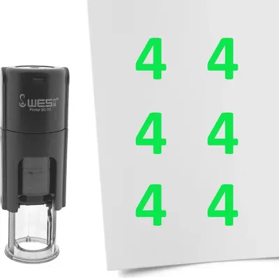Produktbild von CombiCraft Selbstfärbender Stempel 'Zahl 4' in der Farbe Grün, Ø10mm
