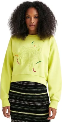 Produktbild von Desigual Damen Loose Tiger kurzes Sweatshirt mit gestickter Stickerei selektiv XL