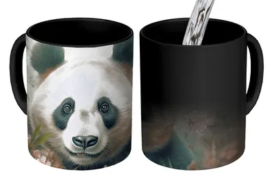 Obrázok produktu pre MuchoWow® Magický hrnček Magická panda - Zvieratá - Rastliny 350 ml Hrnček na zmenu farby Nápad na darček - Magický hrnček - Foto hrnček - Keramické hrnčeky - Obrázky - Šálka kávy - Hrnček na pitie - Hrnčeky na kávu