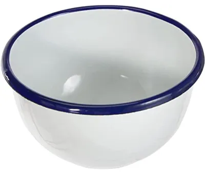Produktbild von IBILI Blanca Bowl 14x8,5 cm of Enamelled Steel, White/Blue, 14 x 14 x 8.5 cm