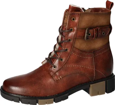 Produktbild von Mustang Damen Stiefelette warm gefütterter Schnürboot mit Schnalle 1443-601, Größe:38 EU, Farbe:Braun