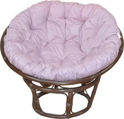 Produktbild von Papasansessel - Rattansessel  ø 100 cm braun gebeizt, mit Auflage pastellrose