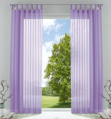 Produktbild von 2er-Pack Gardinen Transparent Vorhang Set Wohnzimmer Voile Schlaufenschal mit Bleibandabschluß HxB  245x140 cm Flieder 61000CN