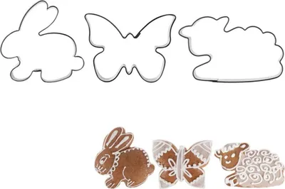 Produktbild von Orion | Ausstechform - 3 Stück - Edelstahl - Hase, Schmetterling, Lamm - Keksausstecher