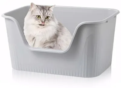 Immagine prodotto di Contenitore Unyqoos® per lettiera e accessori per gatti, grigio, 64 x 45 x 33 cm – robusto e resistente alla polvere