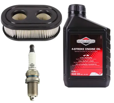 Obrázok produktu pre Súprava na údržbu kosačky BRIGGS&STRATTON olej 0,6 l + zapaľovacia sviečka + filter