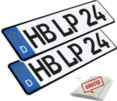 Produktbild von 2 Stück 52x11cm Kennzeichen Wunkschkennzeichen DIN- PKW LKW Autokennzeichen Nummernschild 520 x 110mm auch für Fahrradträger,Anhänger und LKW