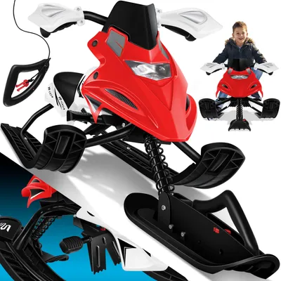Image de Luge KESSER® à direction avec 2 freins de pied | Câble de traction automatique | Suspension | Direction par patins | Luge pour enfants de type bobsleigh | Luge de ski à direction |