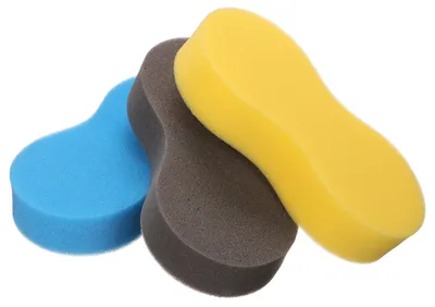 Immagine prodotto di Spugna per il lavaggio auto, ideale per il detailing, confezione da 3 pezzi, colori: blu, nero, giallo