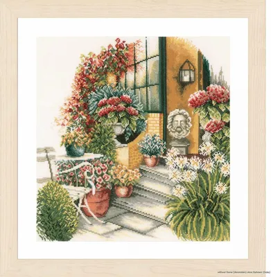 Produktbild von Lanarte Kreuzstichset "Terrasse in Herbstblüte", Zählmuster