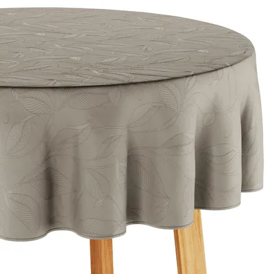 Produktbild von Runder Tischläufer, 130x130 cm - Beige mit Pflanzenmuster