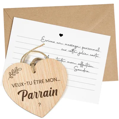 Patenfrage-Set aus Holz – Karte & Umschlag für Taufe & Hochzeit