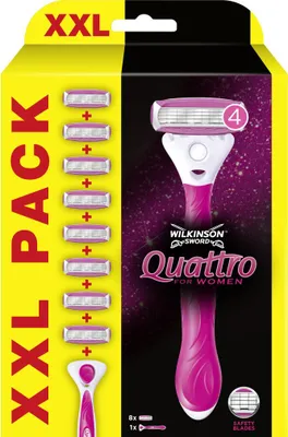 Immagine prodotto di Wilkinson Sword Quattro For Women Smooth Glide Manico del rasoio + 8 ricariche di lama Set da 9 pezzi