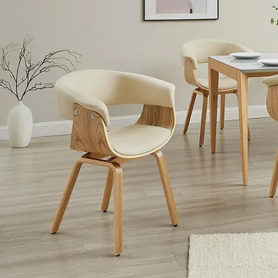 Produktbild von riess-ambiente Stuhl ORGANIC natur creme Eschenholz Kunstleder Esszimmerstuhl mit Armlehnen