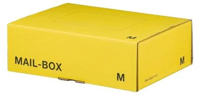 Produktbild von 20x Versandkarton 331x241x104mm MAILBOX M mit Steckverschluss wiederverschließbar gelb
