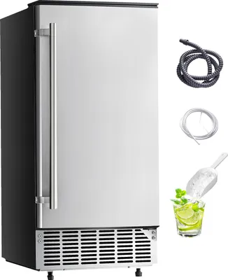 Produktbild von SucceBuy Unterbau-Einbau-Eismaschine - Leistung 36 kg/Tag, Edelstahl, Türanschlag wechselbar, für gewerbliche und private Küchen, elektrische Entwässerung