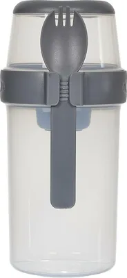 Zdjęcie produktu dla Lunch box z 3 przegródkami 1L szary z łyżką/widelcem