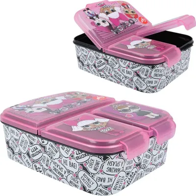 Produktbild von L.O.L.Brotdose Kinder Lunch Box mit 3 Fächern Vesperdose BPA frei 18x13x5,5 cm