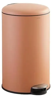 Imagen del producto de Cubo de basura redondo para la cocina, 50 litros, de acero inoxidable, color terracota