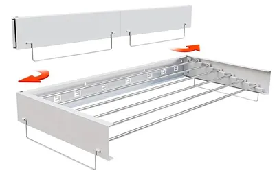 Immagine prodotto di Porta abiti pieghevole da parete - 5 aste in acciaio inossidabile - Estensibile - Salvaspazio - Capacità di carico: 27 kg - Bianco