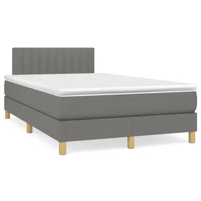 Zdjęcie produktu dla vidaXL Łóżko sprężynowe z materacem ciemnoszare 120x190 cm tkanina