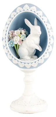 Image de Clayre & Eef Figurine de décoration Oeuf 11x9x21 cm Bleu Plastique