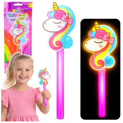 Produktbild von Einhorn-Leuchtstab, fluoreszierend, im Dunkeln leuchtend, Neonstab, 25 cm