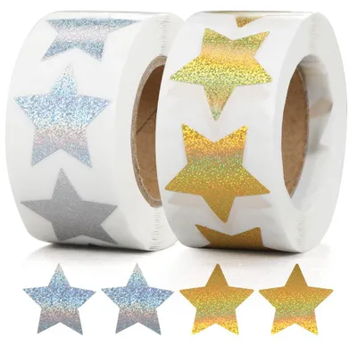 1000 selbstklebende Sterne, Gold & Silber, 2,5 cm, glitzernd