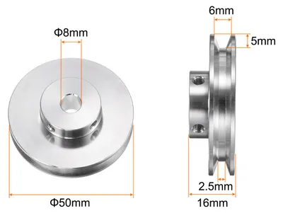 Produktbild von V-Typ Riemenscheibe Keilriemenscheibe Umlenkrolle 8mm Bohrung 50mm Au?endurchm Einzeln Rille Aluminum Legierung fš¹r 3-5MM PolyurethanRunde Gš¹rtel Motor Welle Bohrger?t