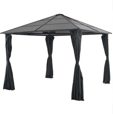 Produktbild von Gartenpavillon mit Vorhang Aluminium 3×3 m Schwarz , Pavillons & Partyzelte Design 2024