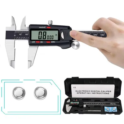 Produktbild von REVENTO® Digitaler Messschieber 150mm – Edelstahl Schieblehre mit LCD-Display Innen Außen- & Tiefenmessung mm/Zoll Umschaltung, inkl. Batterie