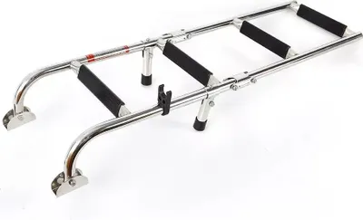 Produktbild von Bootsleiter - Klappbare Badeleiter - 2+2 Stufen - Edelstahl - Silber