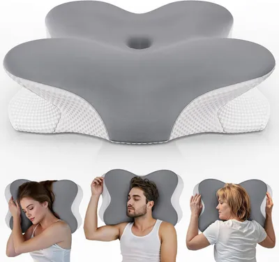 Produktbild von Nackenkissen, Memory-Schaum, grau, für Seitenschläfer