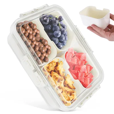 Produktbild von Kühlschrank Aufbewahrungsbox,Kühlschrank Organizer,BPA Frei,4 Gitter, 21 x 14 x 6,5 cm, tragbar, Aufbewahrung, Frischhaltung, Versiegelung, Abtropfen