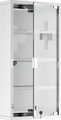Produktbild von HOMCOM Medizinschrank Arzneischrank mit Schloss Edelstahl 30 x 12 x 60 cm