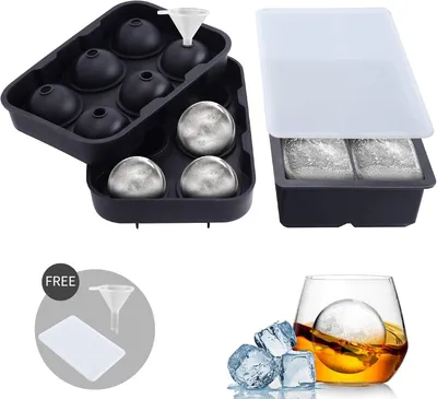 Obrázek produktu pro Silikonová miska na led (2 kusy), čtvercová miska na led na whisky s víkem, opakovaně použitelný výrobník ledu na koktejly a whisky