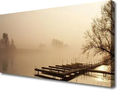 Produktbild von Tulup Leinwand-Bilder 100x50 Wandbild Canvas Kunstdruck Brücke Wasser Nebel Landschaft